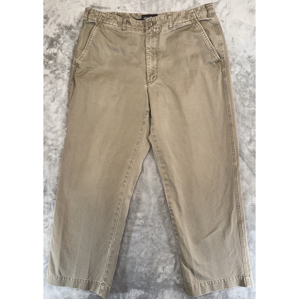 Eddie Bauer Men's Chino Pants Khaki 38x30 Straight Leg Mid Rise‎ 100% Cotton